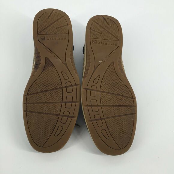 Sperry Top Sider Angelfish Boat Shoes Size 8.5 Black Cheetah Print Gold Loafers - Picture 8 of 8